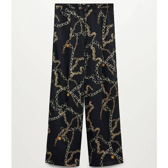 MANGO Wide Leg Pants Printed Chains New - Picture 4 of 5